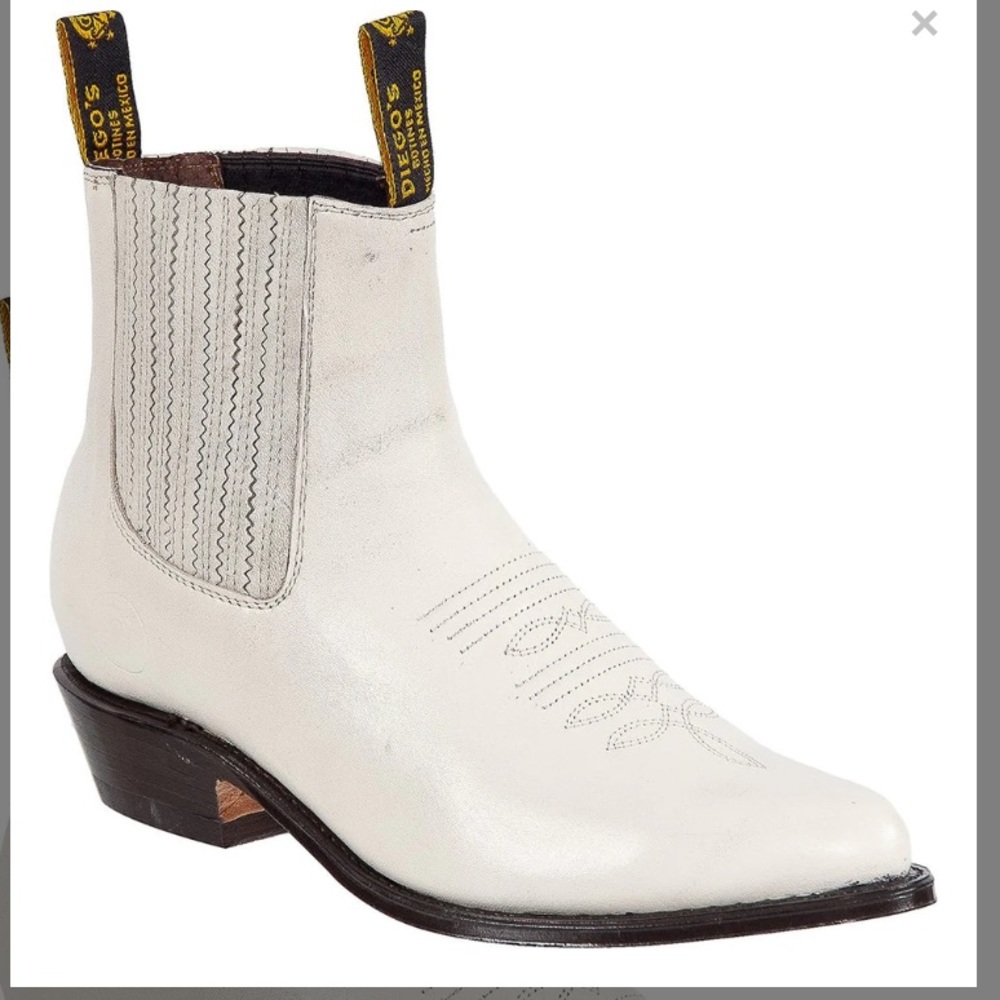 DIEGO'S Bone White Mexican Ankle Cowboy Boots Mens size 9-9.5